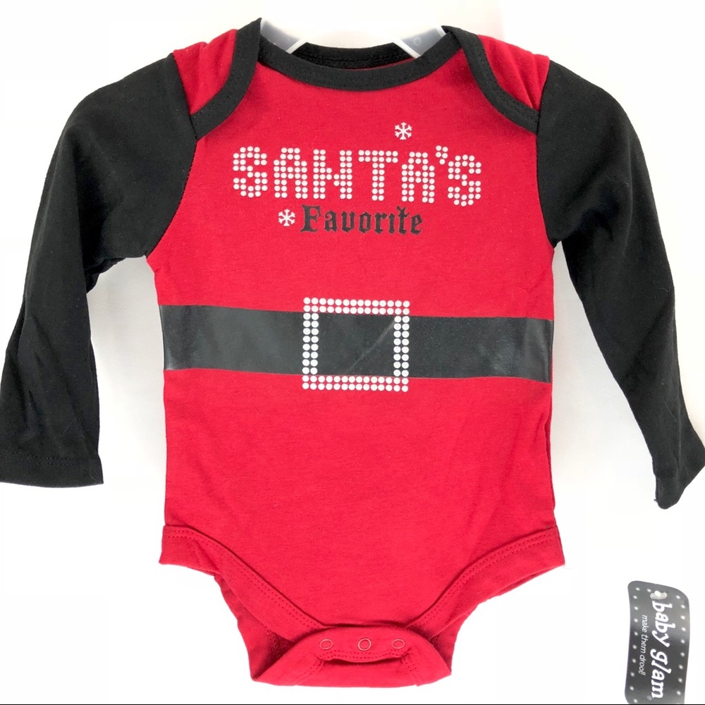Baby Glam Christmas Bodysuit Santa's Favorite NWT